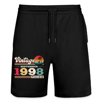 25th Birthday Vintage September Vintage 1998 - Stanley/Stella Trainer Unisex Organic Jogging Shorts - black - Front - Nik (191cm) & Marisol (170cm)