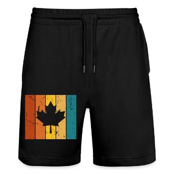 Kanada Vintage Geschenk - Stanley/Stella Unisex Bio Joggingshorts Trainer  - Schwarz - Vorne - Nik (191cm) & Marisol (170cm)