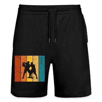 Basketball cadeau Vintage - Short de jogging bio TRAINER Stanley/Stella unisexe - noir - Devant - Nik (191cm) & Marisol (170cm)