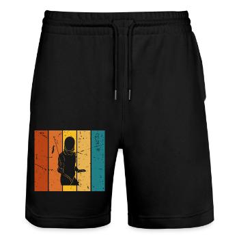 Vintage Geschenk Fechter - Stanley/Stella Unisex Bio Joggingshorts Trainer  - Schwarz - Vorne - Nik (191cm) & Marisol (170cm)