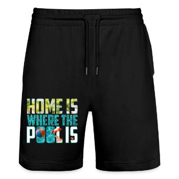 Home is Where the Pool Is - Stanley/Stella Trainer Unisex Organic Jogging Shorts - black - Front - Nik (191cm) & Marisol (170cm)