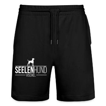 Vischel Seelenhund Vizsla Hunde Hund Wilsigns - Stanley/Stella Unisex Bio Joggingshorts Trainer  - Schwarz - Vorne - Nik (191cm) & Marisol (170cm)