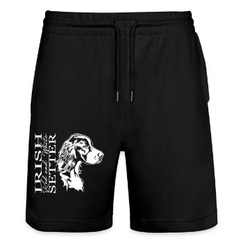 Irish Red and White Setter Jagdhund Hunde Wilsigns - Stanley/Stella Unisex Bio Joggingshorts Trainer  - Schwarz - Vorne - Nik (191cm) & Marisol (170cm)