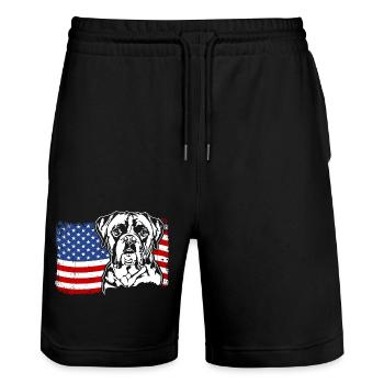 Boxer US Amérique Drapeau Chiens Chien Wilsigns - Short de jogging bio TRAINER Stanley/Stella unisexe - noir - Devant - Nik (191cm) & Marisol (170cm)