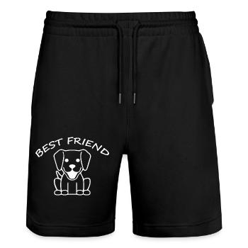 Dog Hund - Stanley/Stella Unisex Bio Joggingshorts Trainer  - Schwarz - Vorne - Nik (191cm) & Marisol (170cm)