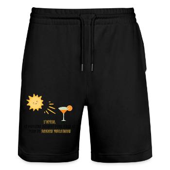 Der Aperitif, die beste Zeit für .... - Stanley/Stella Unisex Bio Joggingshorts Trainer  - Schwarz - Vorne - Nik (191cm) & Marisol (170cm)