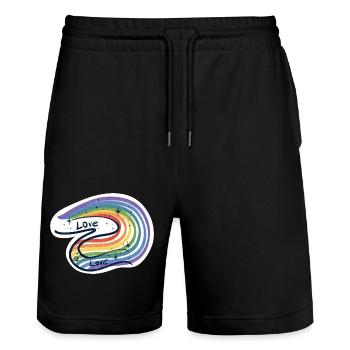 Love is love - Stanley/Stella Unisex Bio Joggingshorts Trainer  - Schwarz - Vorne - Nik (191cm) & Marisol (170cm)