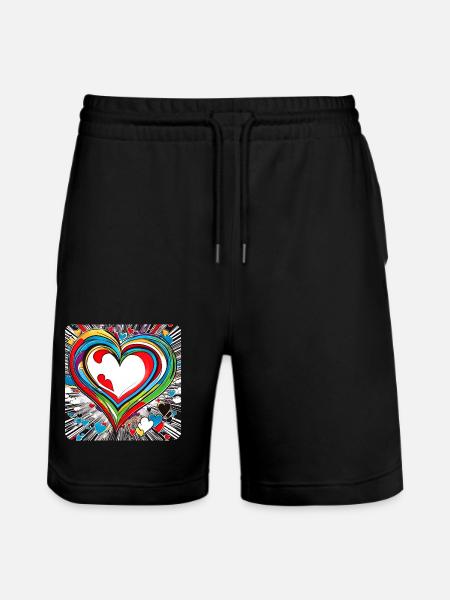 Hart in felle kleuren - Stanley/Stella uniseks bio-joggingshorts Mover  - zwart