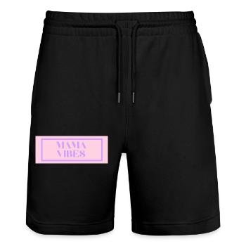 mama vibes - Stanley/Stella Unisex Bio Joggingshorts Trainer  - Schwarz - Vorne - Nik (191cm) & Marisol (170cm)