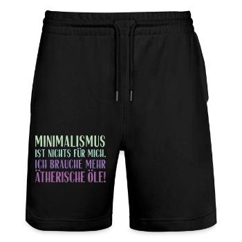 Minimalismus ist nichts für mich... Ätherische Öle - Stanley/Stella Unisex Bio Joggingshorts Trainer  - Schwarz - Vorne - Nik (191cm) & Marisol (170cm)