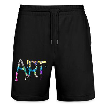 Graffiti-Stil Splash Hip-Hop-Farben Malerfarbe - Stanley/Stella Unisex Bio Joggingshorts Trainer  - Schwarz - Vorne - Nik (191cm) & Marisol (170cm)