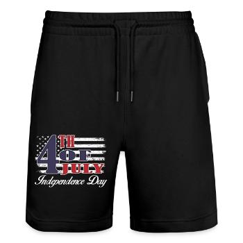 Independence Day - Stanley/Stella Unisex Bio Joggingshorts Trainer  - Schwarz - Vorne - Nik (191cm) & Marisol (170cm)