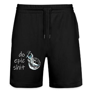 episch jubeln Astronaut Rakete - Stanley/Stella Unisex Bio Joggingshorts Trainer  - Schwarz - Vorne - Nik (191cm) & Marisol (170cm)
