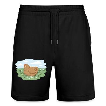 Mother hen - Stanley/Stella Trainer Unisex Organic Jogging Shorts - black - Front - Nik (191cm) & Marisol (170cm)