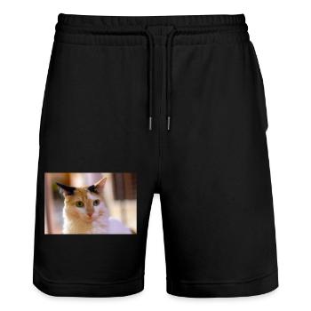 cat - Stanley/Stella Trainer Unisex Organic Jogging Shorts - black - Front - Nik (191cm) & Marisol (170cm)