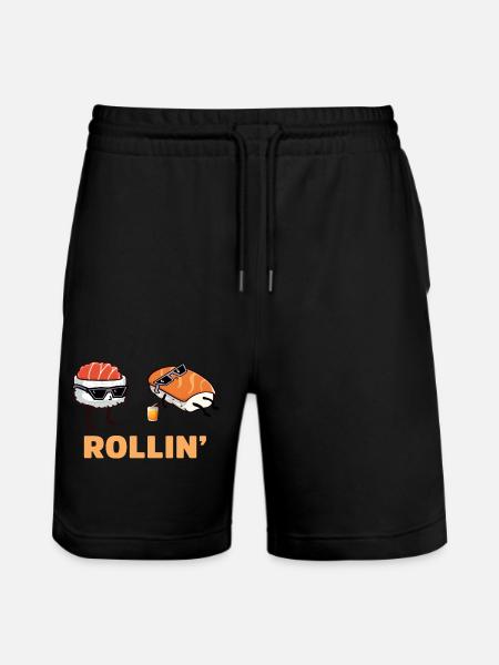 Rollin' Sushi - Stanley/Stella Trainer Unisex Organic Jogging Shorts - black