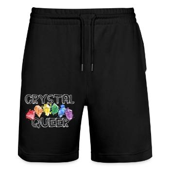 Crystal Queer Gay Pride Regenbogen Kristalle - Stanley/Stella Unisex Bio Joggingshorts Trainer  - Schwarz - Vorne - Nik (191cm) & Marisol (170cm)