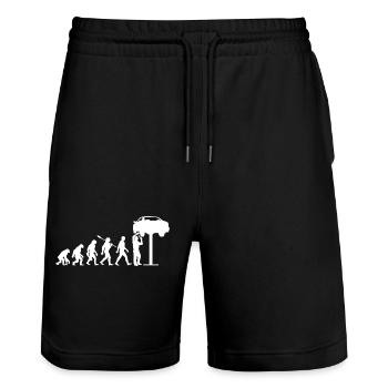 Evolution - Auto - KFZ Mechaniker - Schrauber - Stanley/Stella Unisex Bio Joggingshorts Trainer  - Schwarz - Vorne - Nik (191cm) & Marisol (170cm)