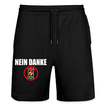 Ampel nein danke - Stanley/Stella Unisex Bio Joggingshorts Trainer  - Schwarz - Vorne - Nik (191cm) & Marisol (170cm)