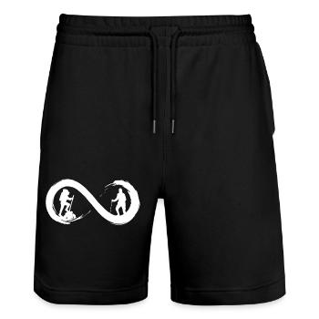 Hiking to infinity - Stanley/Stella Trainer Unisex Organic Jogging Shorts - black - Front - Nik (191cm) & Marisol (170cm)