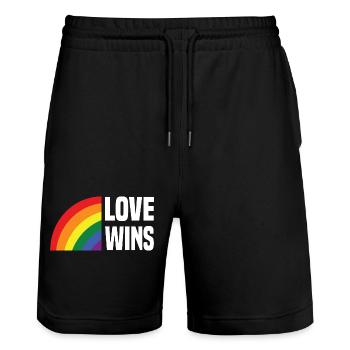 Love Wins Regenbogen - Stanley/Stella Unisex Bio Joggingshorts Trainer  - Schwarz - Vorne - Nik (191cm) & Marisol (170cm)