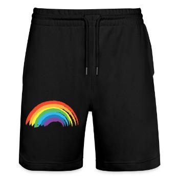 Gay Pride Parade LGBTQ+ Rainbow Flag Body Positive - Stanley/Stella Unisex Bio Joggingshorts Trainer  - Schwarz - Vorne - Nik (191cm) & Marisol (170cm)