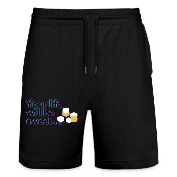 Votre vie sera douce - Short de jogging bio TRAINER Stanley/Stella unisexe - noir - Devant - Nik (191cm) & Marisol (170cm)