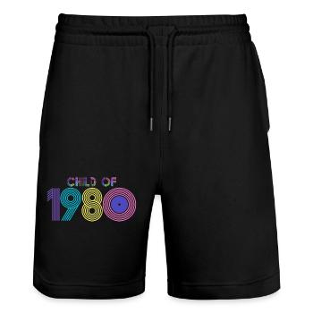 Child of 1980, You're a Classic! - Stanley/Stella Trainer Unisex Organic Jogging Shorts - black - Front - Nik (191cm) & Marisol (170cm)