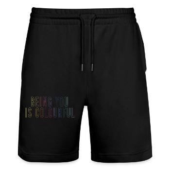 Being You Is Colourful - Stanley/Stella Trainer Unisex Organic Jogging Shorts - black - Front - Nik (191cm) & Marisol (170cm)