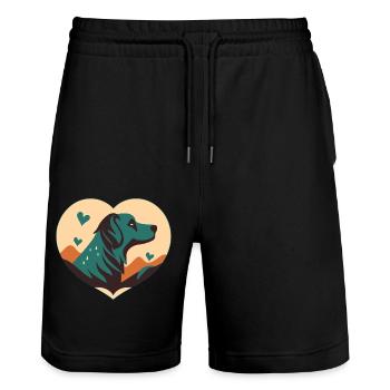 Liebe zu Hunden - Stanley/Stella Unisex Bio Joggingshorts Trainer  - Schwarz - Vorne - Nik (191cm) & Marisol (170cm)