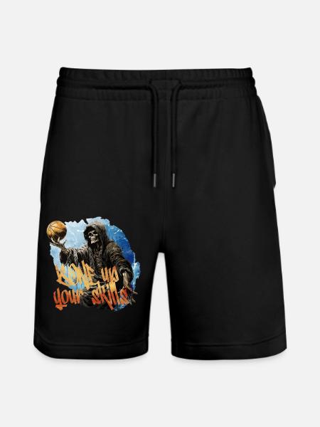 Skeleton Playing Basketball Halloween Costume - Stanley/Stella Trainer Unisex Organic Jogging Shorts - black