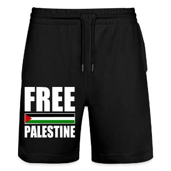 Free palestine - Stanley/Stella Trainer Unisex Organic Jogging Shorts - black - Front - Nik (191cm) & Marisol (170cm)