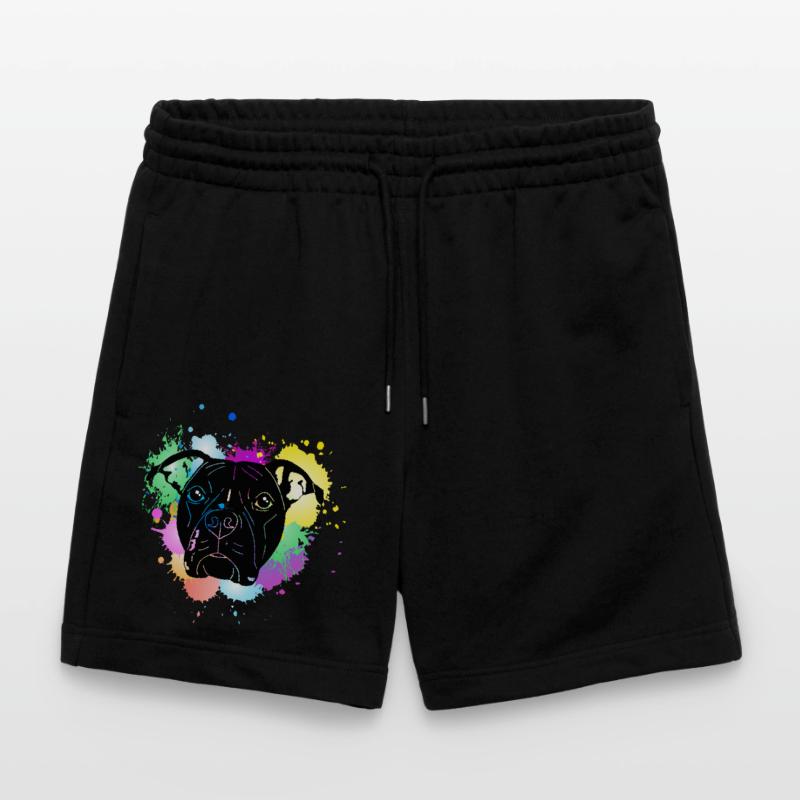 Pitbull Terrier mit Splash Stanley/Stella Unisex Bio Joggingshorts Trainer 