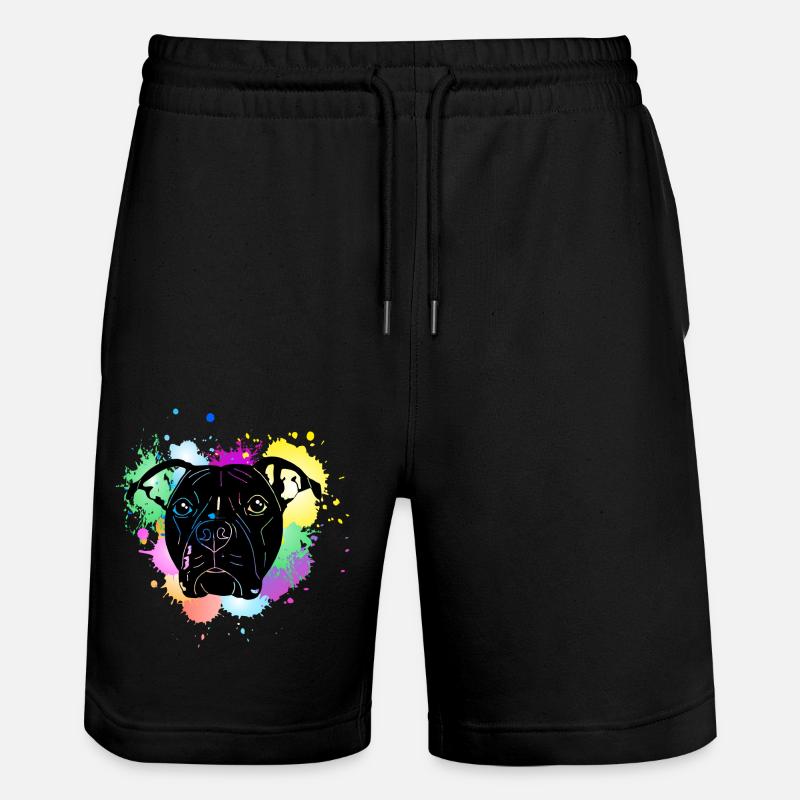 Pitbull Terrier mit Splash - Stanley/Stella Unisex Bio Joggingshorts Trainer  - Schwarz