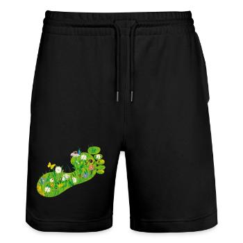 Ökologischer Fußabdruck - Stanley/Stella Unisex Bio Joggingshorts Trainer  - Schwarz - Vorne - Nik (191cm) & Marisol (170cm)