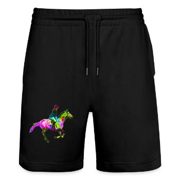 Colorful rider - Stanley/Stella Trainer Unisex Organic Jogging Shorts - black - Front - Nik (191cm) & Marisol (170cm)