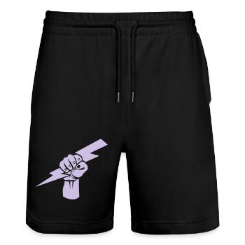 Faust mit Blitz - T-Shirt - Gym wear - Stanley/Stella Unisex Bio Joggingshorts Trainer  - Schwarz - Vorne - Nik (191cm) & Marisol (170cm)