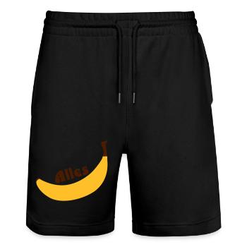 all banana - Stanley/Stella Trainer Unisex Organic Jogging Shorts - black - Front - Nik (191cm) & Marisol (170cm)