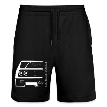 Legends Never Die – Retro Car Line Art - Stanley/Stella Unisex Bio Joggingshorts Trainer  - Schwarz - Vorne - Nik (191cm) & Marisol (170cm)