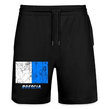 Brescia flag Fahne Flagge flag bandera drapeau - Stanley/Stella Trainer Unisex Organic Jogging Shorts - black - Front - Nik (191cm) & Marisol (170cm)