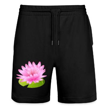 nénuphar brillant - inspiration pour les grands artistes - Short de jogging bio TRAINER Stanley/Stella unisexe - noir - Devant - Nik (191cm) & Marisol (170cm)