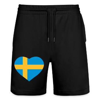 Schweden-Herz - Stanley/Stella Unisex Bio Joggingshorts Trainer  - Schwarz - Vorne - Nik (191cm) & Marisol (170cm)