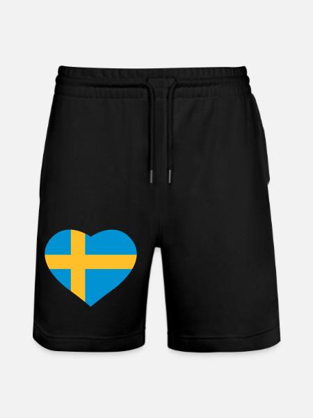 Sweden heart - Stanley/Stella Trainer Unisex Organic Jogging Shorts - black