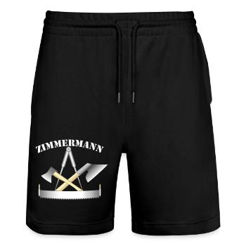 Zunftzeichen der Zimmermänner - Stanley/Stella Unisex Bio Joggingshorts Trainer  - Schwarz - Vorne - Nik (191cm) & Marisol (170cm)