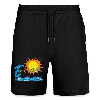 Enjoy - Stanley/Stella Trainer Unisex Organic Jogging Shorts - black - Front - Nik (191cm) & Marisol (170cm)