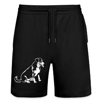Entlebucher Mountain Dog "Black Edition" - Stanley/Stella Trainer Unisex Organic Jogging Shorts - black - Front - Nik (191cm) & Marisol (170cm)