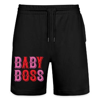 Lettrage pour bébé au design ludique - Short de jogging bio TRAINER Stanley/Stella unisexe - noir - Devant - Nik (191cm) & Marisol (170cm)