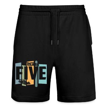 Five years old - Stanley/Stella Trainer Unisex Organic Jogging Shorts - black - Front - Nik (191cm) & Marisol (170cm)