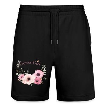 fleur fille fleurs fille romantique petite amie lol - Short de jogging bio TRAINER Stanley/Stella unisexe - noir - Devant - Nik (191cm) & Marisol (170cm)