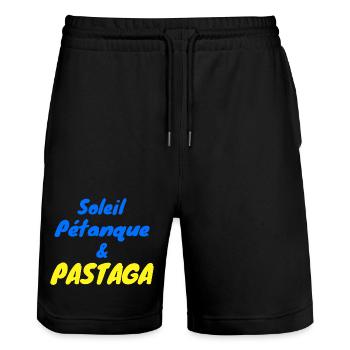 Soleil pétanque et pastaga - Short de jogging bio TRAINER Stanley/Stella unisexe - noir - Devant - Nik (191cm) & Marisol (170cm)